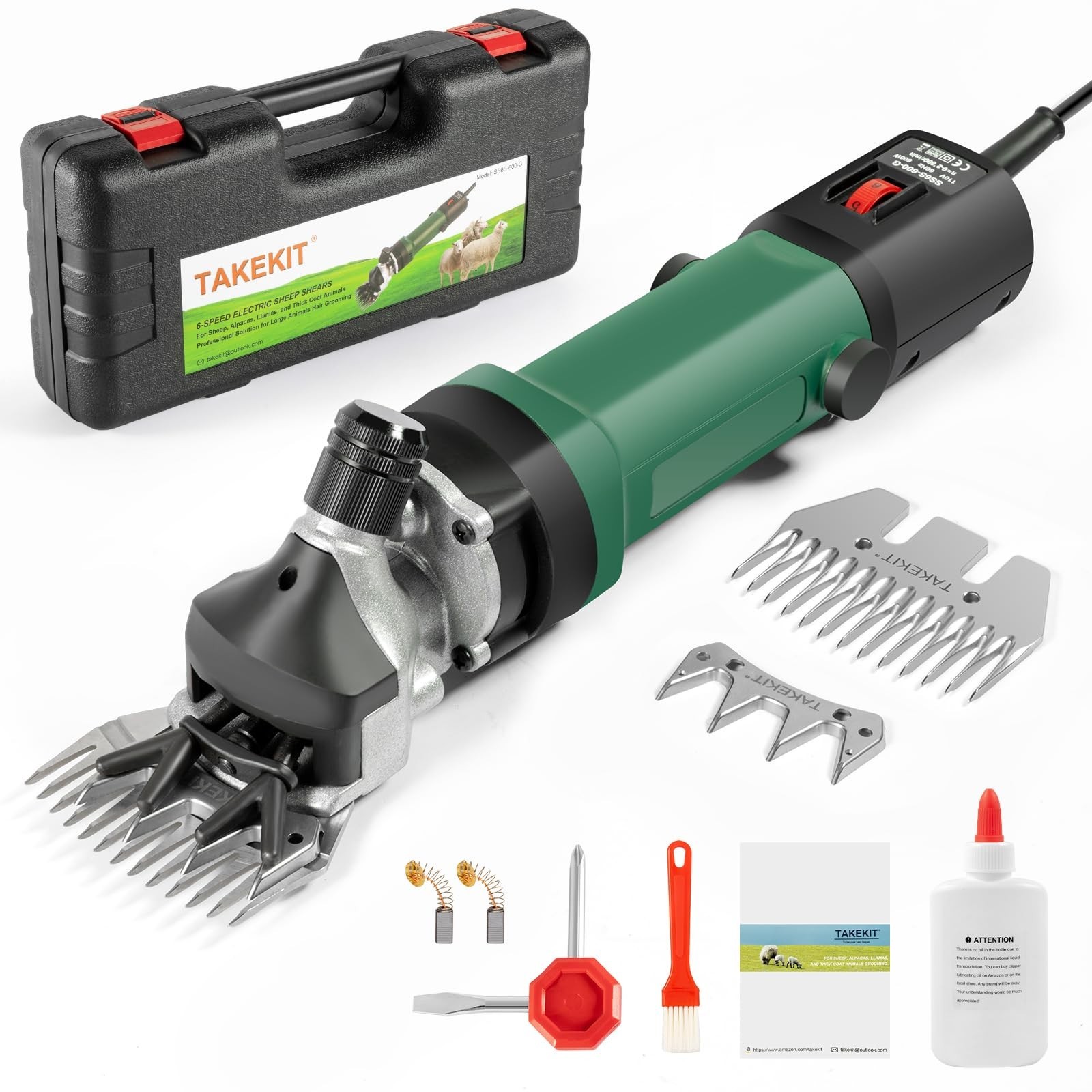 TAKEKIT Sheep Shears, 600W Professional Heavy Duty Sheep Clippers, 6 Speeds E…