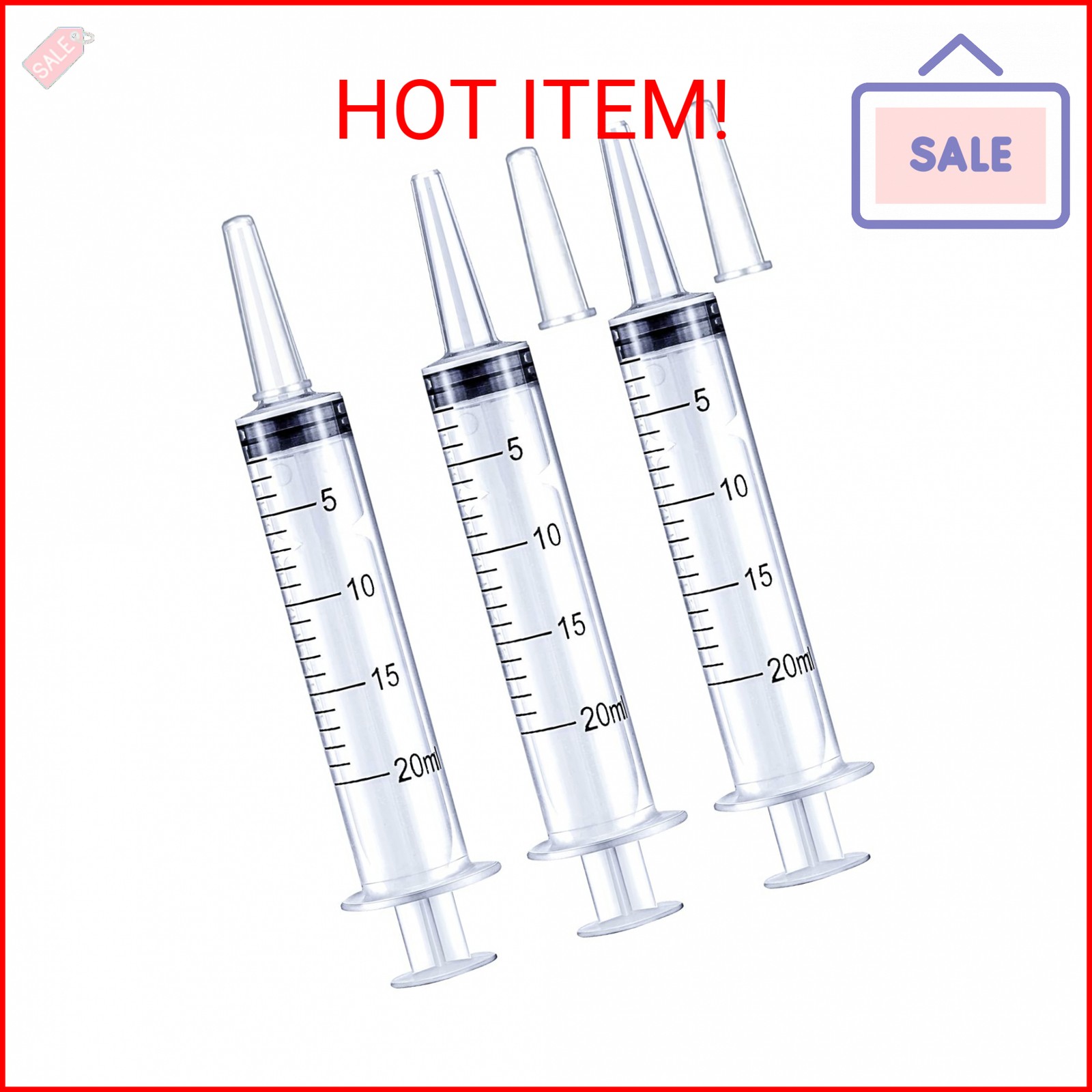 20ml Syringe for Liquid, Oral, Scientific Labs, Measurement, Dispensing, with Ca