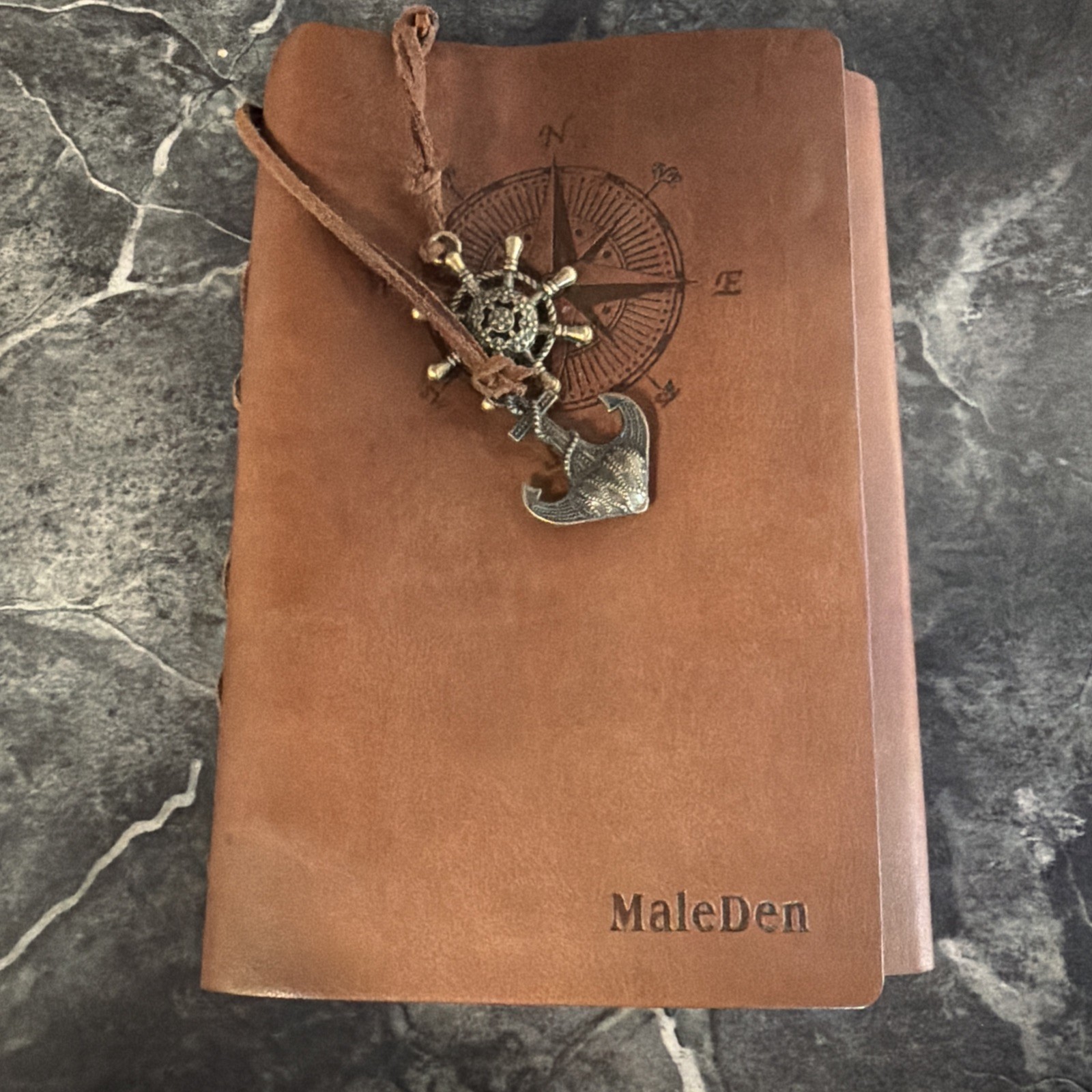 Maleden Nautical PU Leather Journal Refillable 6 ring Compact Binder Craft Paper