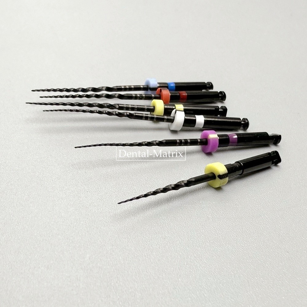 6pcs Dental Nickel Titanium Heat Activated Root Files Black Rotary Files 25mm