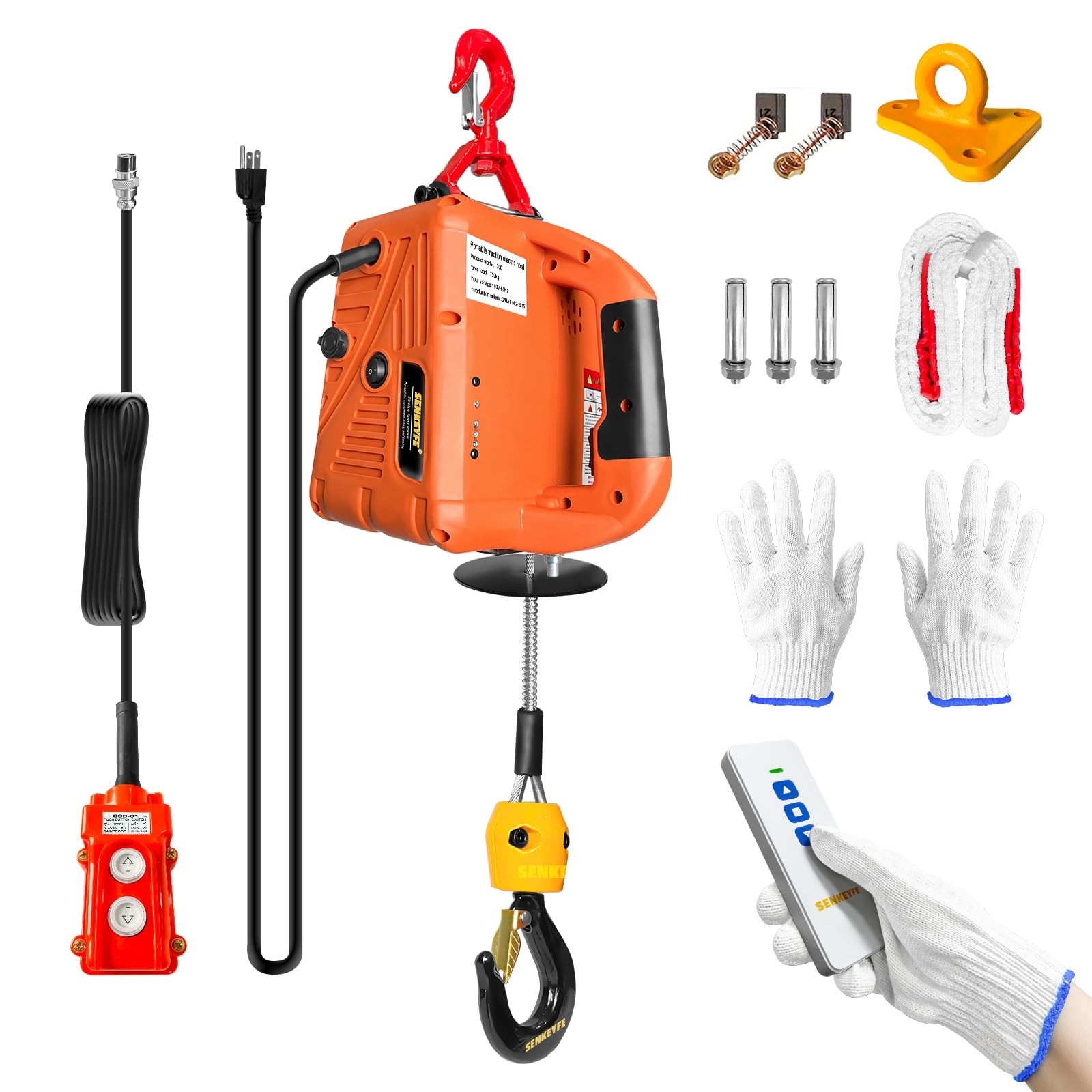 Power Electric Hoist Winch 1500LBS, 3 in 1 Electric Cable Hoist 110V 25 FT with