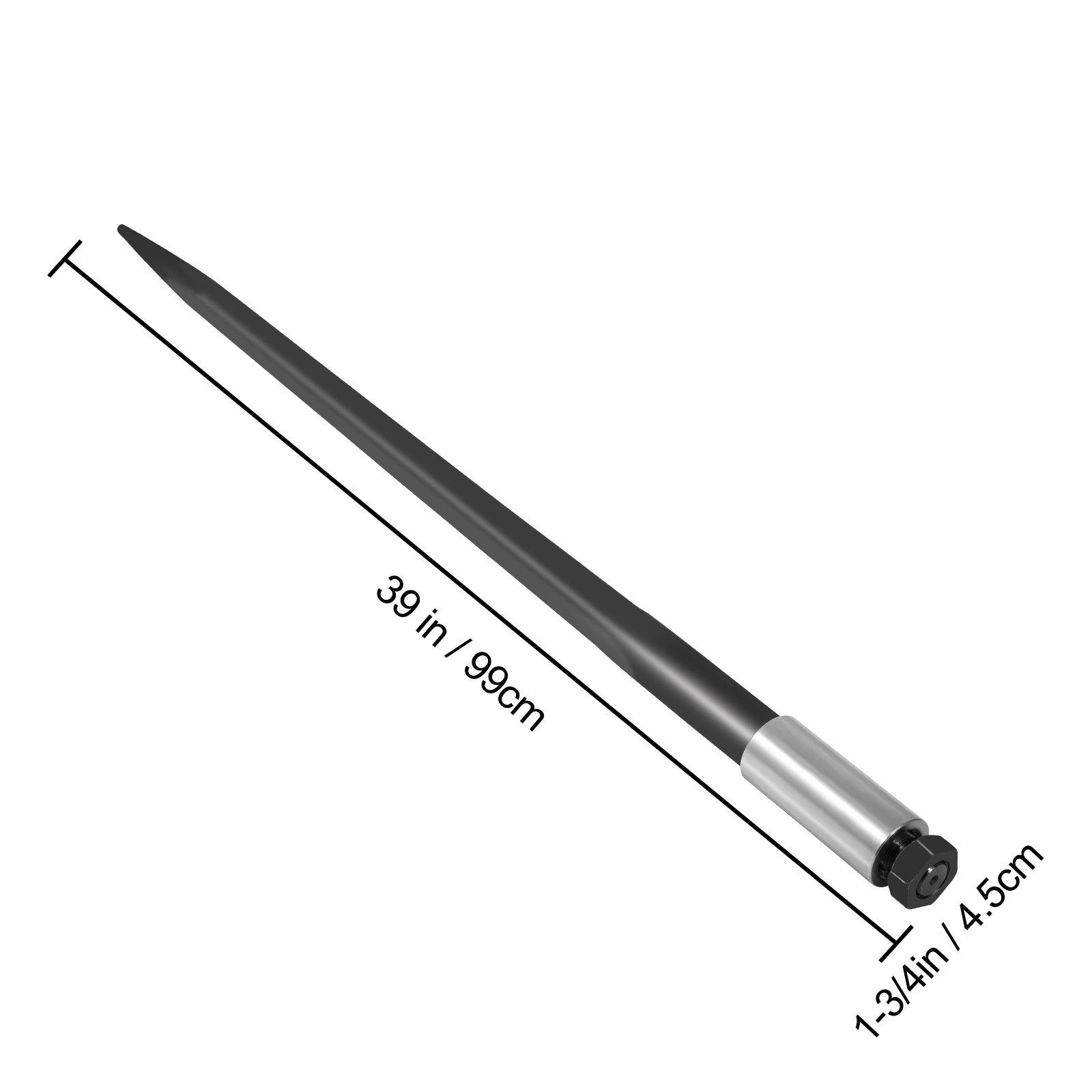 VEVOR Square Hay Bale Spear 39″ 3600 lbs Capacity Spike Fork Tine for Tractors