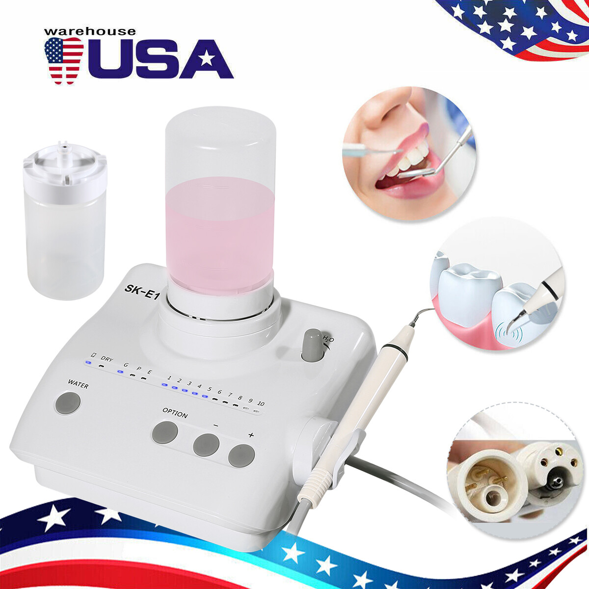 for Cavitron Dental Ultrasonic Scaler fit EMS +Handpiece+Tips+Bottles SK-E1 UPS