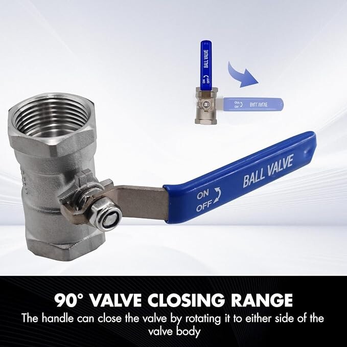 1-Piece 2″ Ball Valve , 304 Stainless Steel, 1000 WOG for Water 2PACK