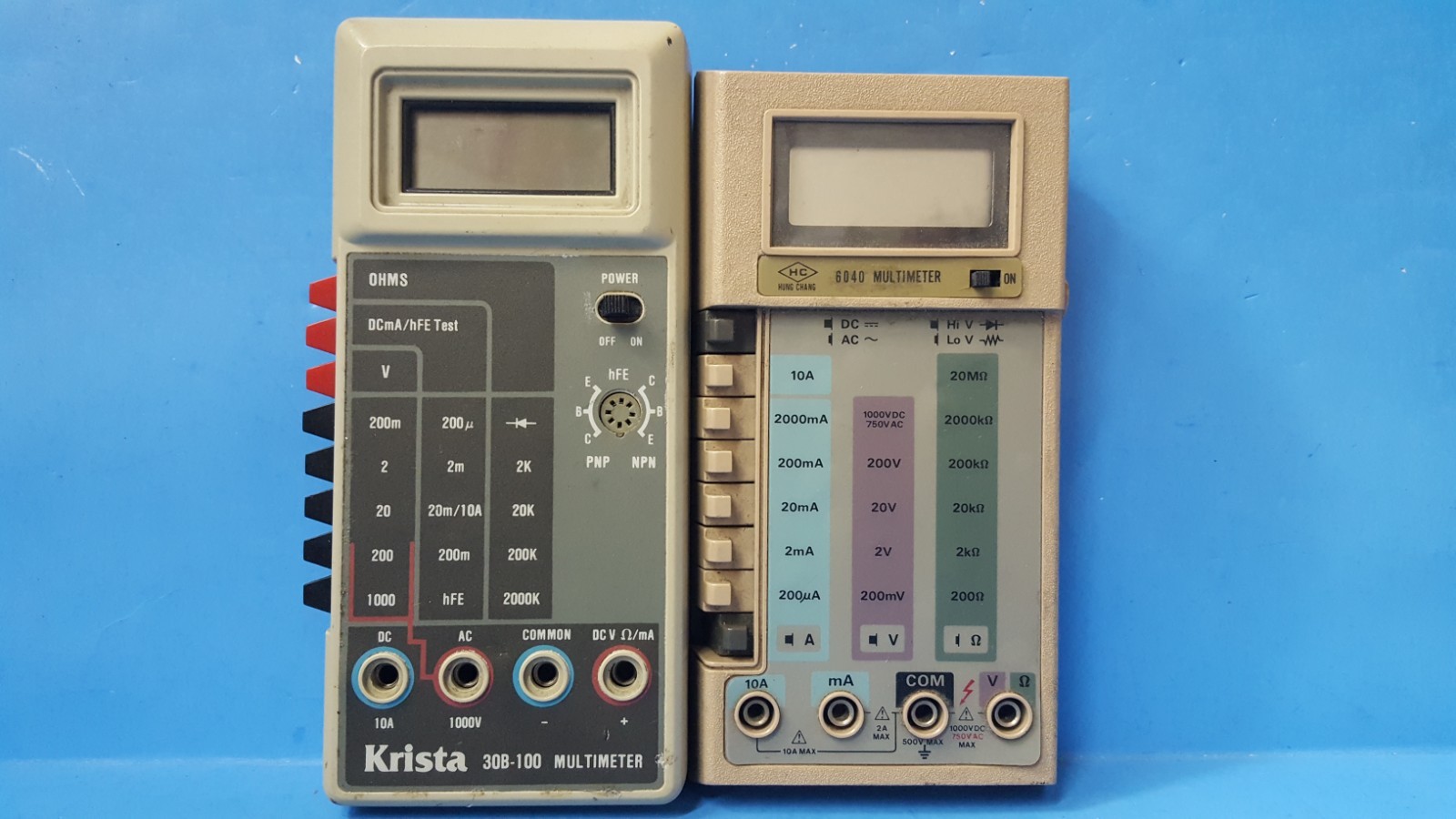 2PCS- For parts, 2xDigital Multimeter, Krista 30B-100, HUNG CHANG 6040, no Probe