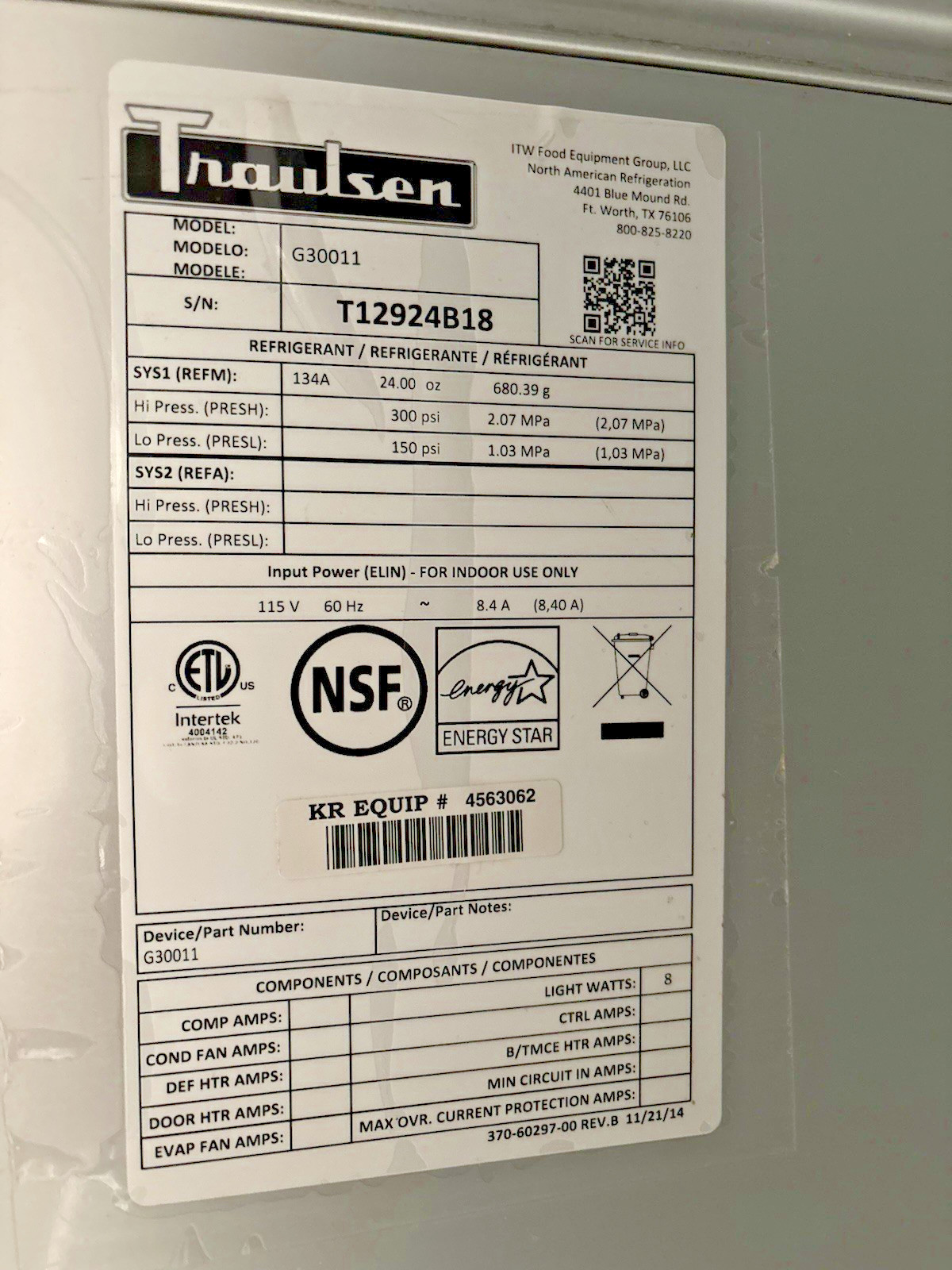 Traulsen G30011 77″ G Series, 3-Solid Door Reach-In Refrigerator, Tested A+