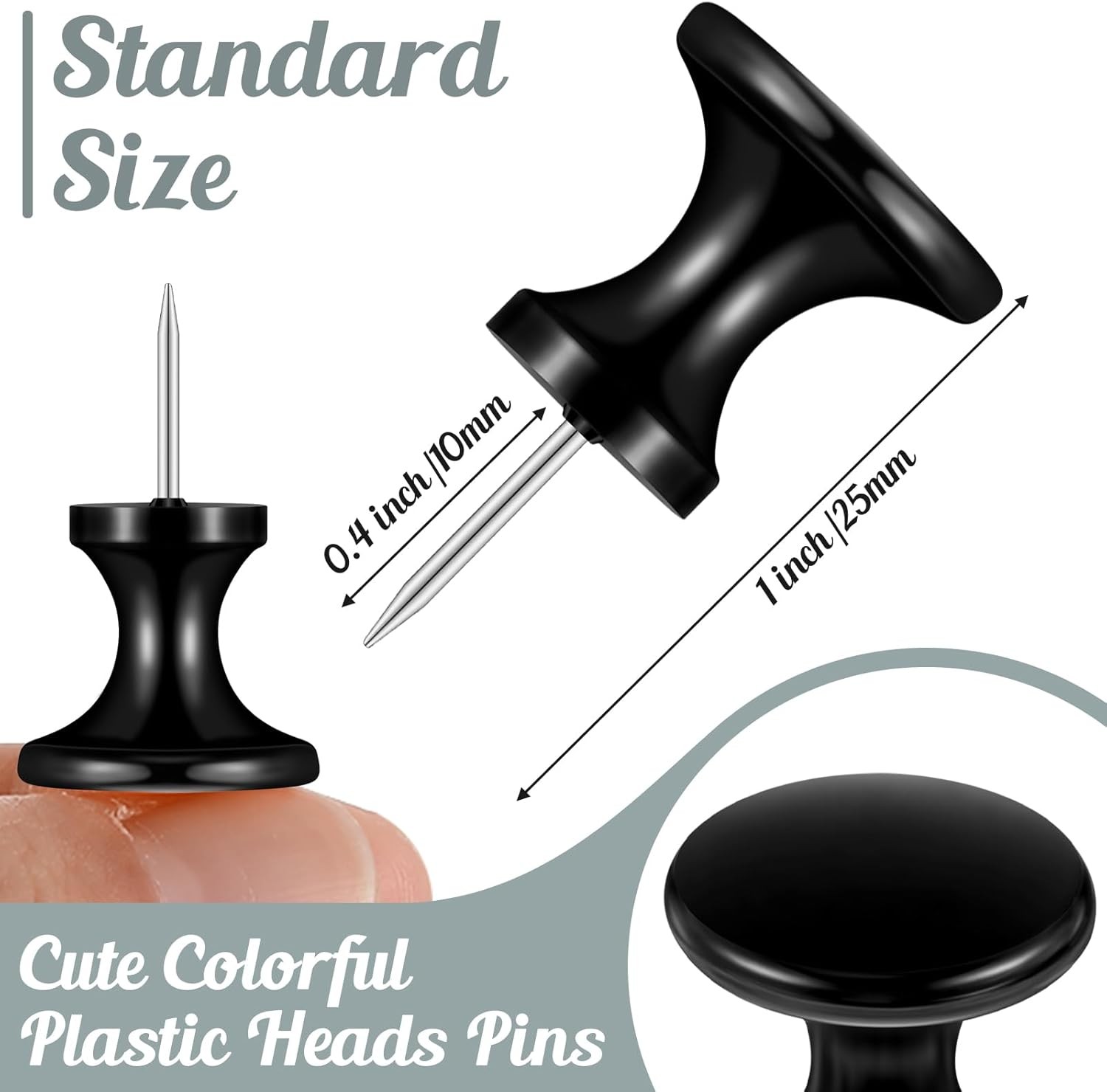 60 Pcs Giant Push Pins Large Thumb Tacks Jumbo Tacks 1 Inch Plastic Heads Pins f