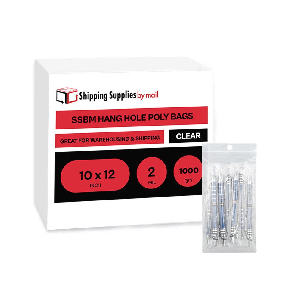 1000 Clear Reclosable Plastic Poly Zip Lock Bags With Hang Hole 10″ x 12″-2 Mil