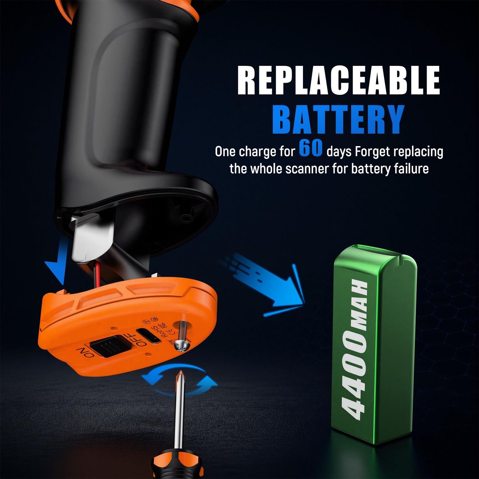 Tera Barcode Scanner Wireless with Stand: 1D 2D QR with Power Switch, D6100