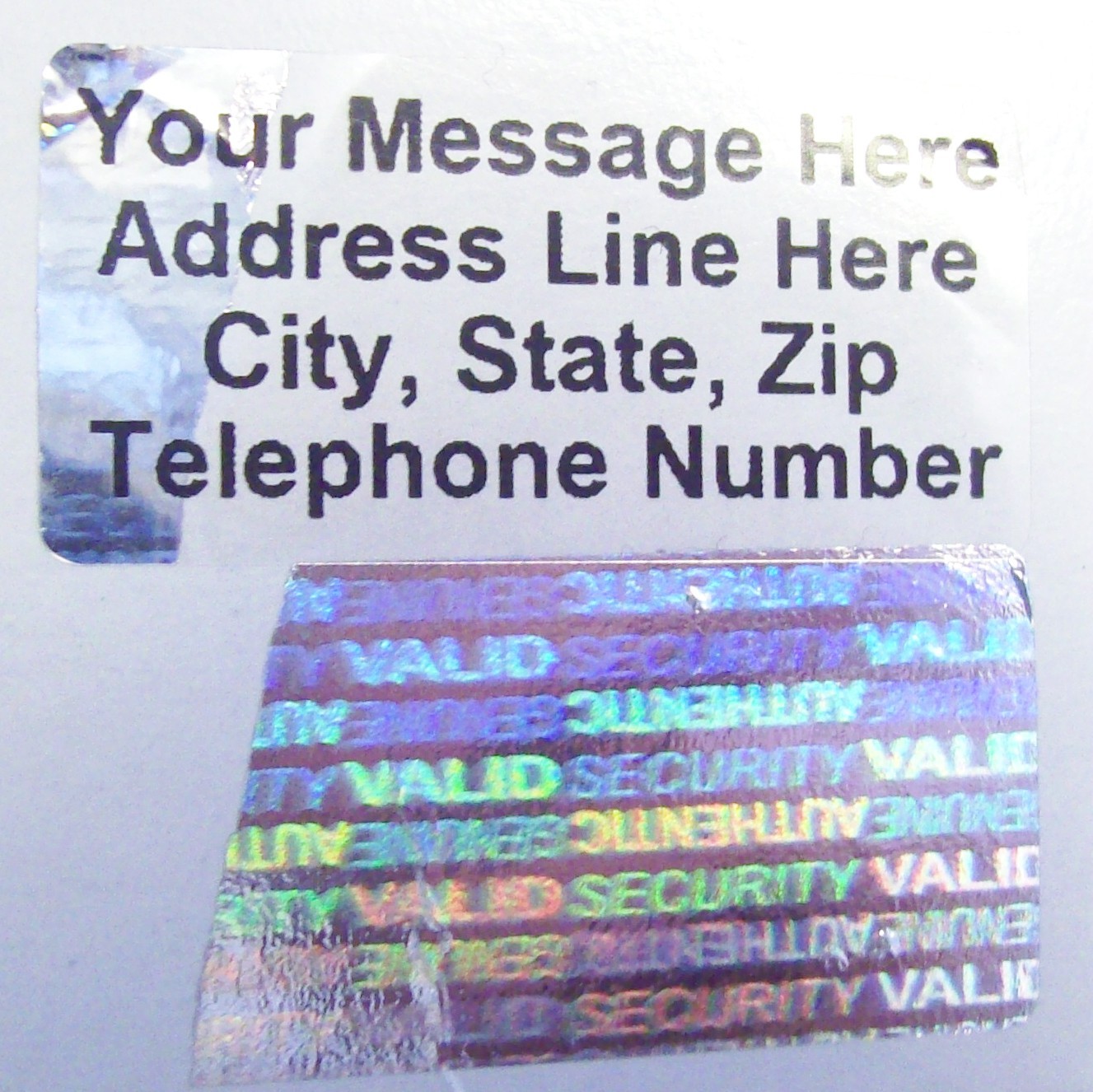 SV175c 1000 CUSTOMIZED SVAG .75″ x 1.5″ Hologram Security Stickers