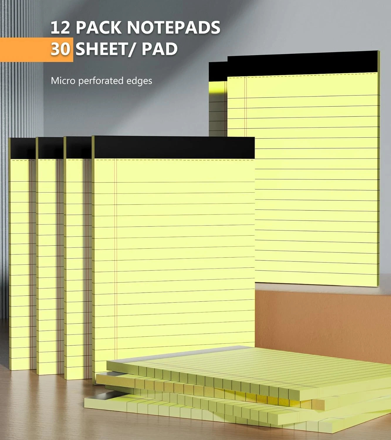Yellow Note Pads, 12 Pack Legal Pads 4X6 Inch, Notepad of Lined Paper, Perforate