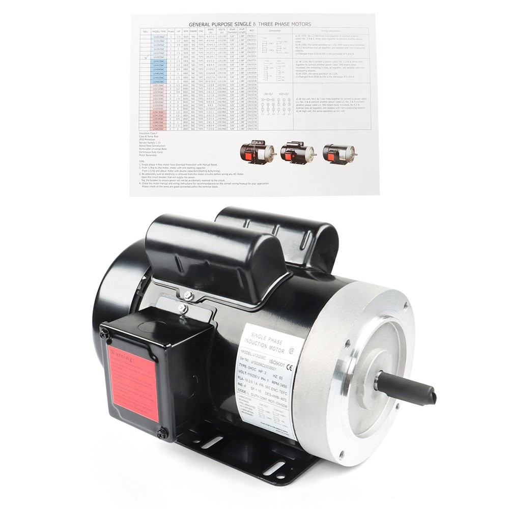 2HP 115/230V General Purpose Motor 3450RPM Electric Motor 56C Single Phase New