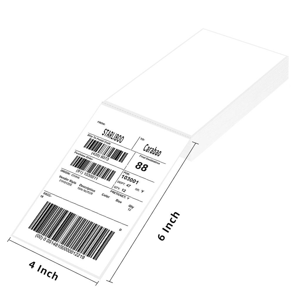 4″x6″ Fanfold Direct Thermal Shipping Labels for Zebra and Rollo Printers