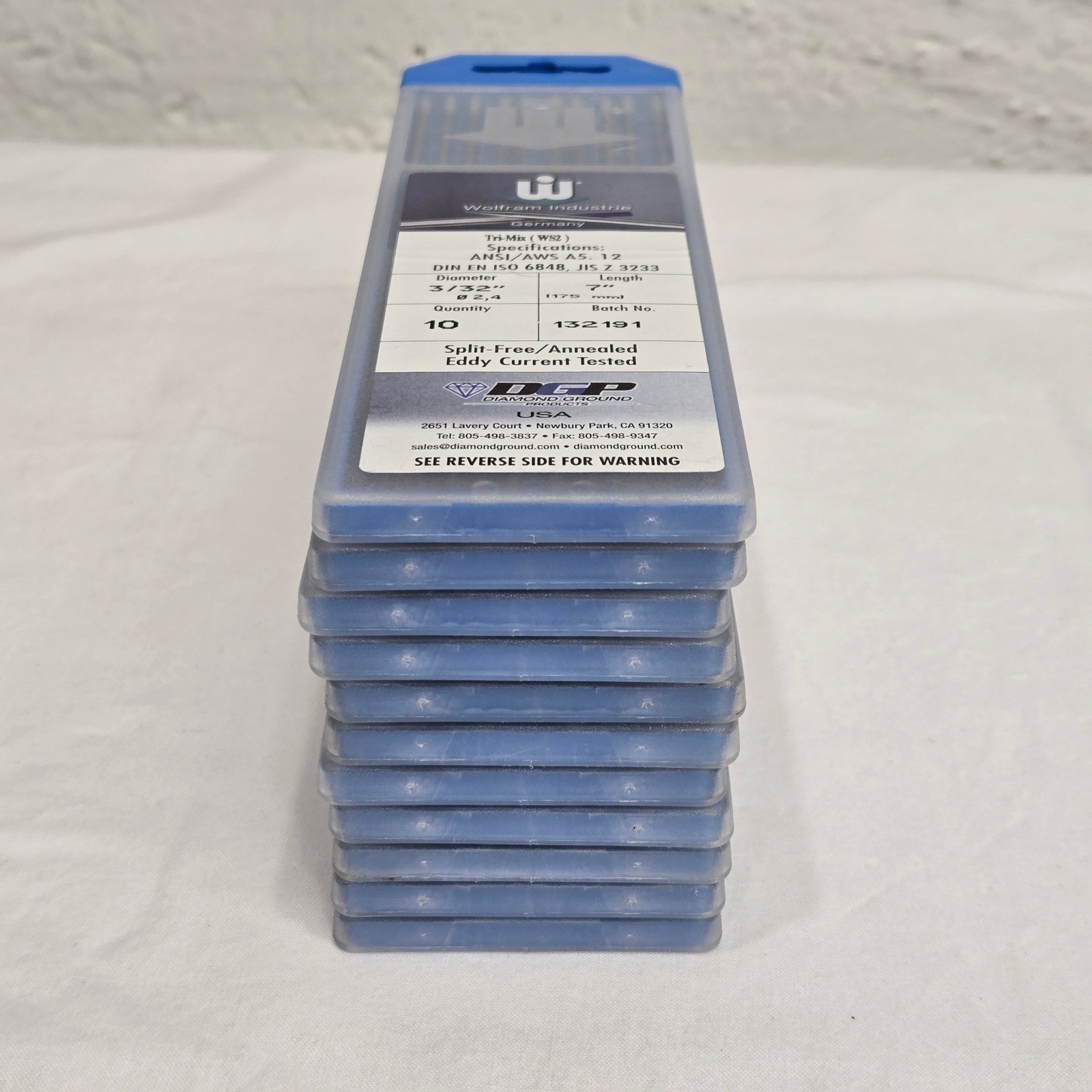 110pc Wolfram Industrie 2% Ceriated Tri-Mix WS2 Tungsten Electrodes 3/32″x7″ DGP
