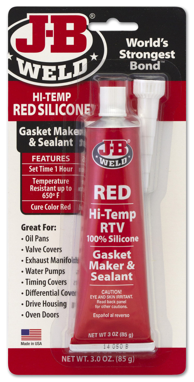 JB Weld 31314 High Temperature Red Acetoxy Silicone Sealant – 3 Oz.