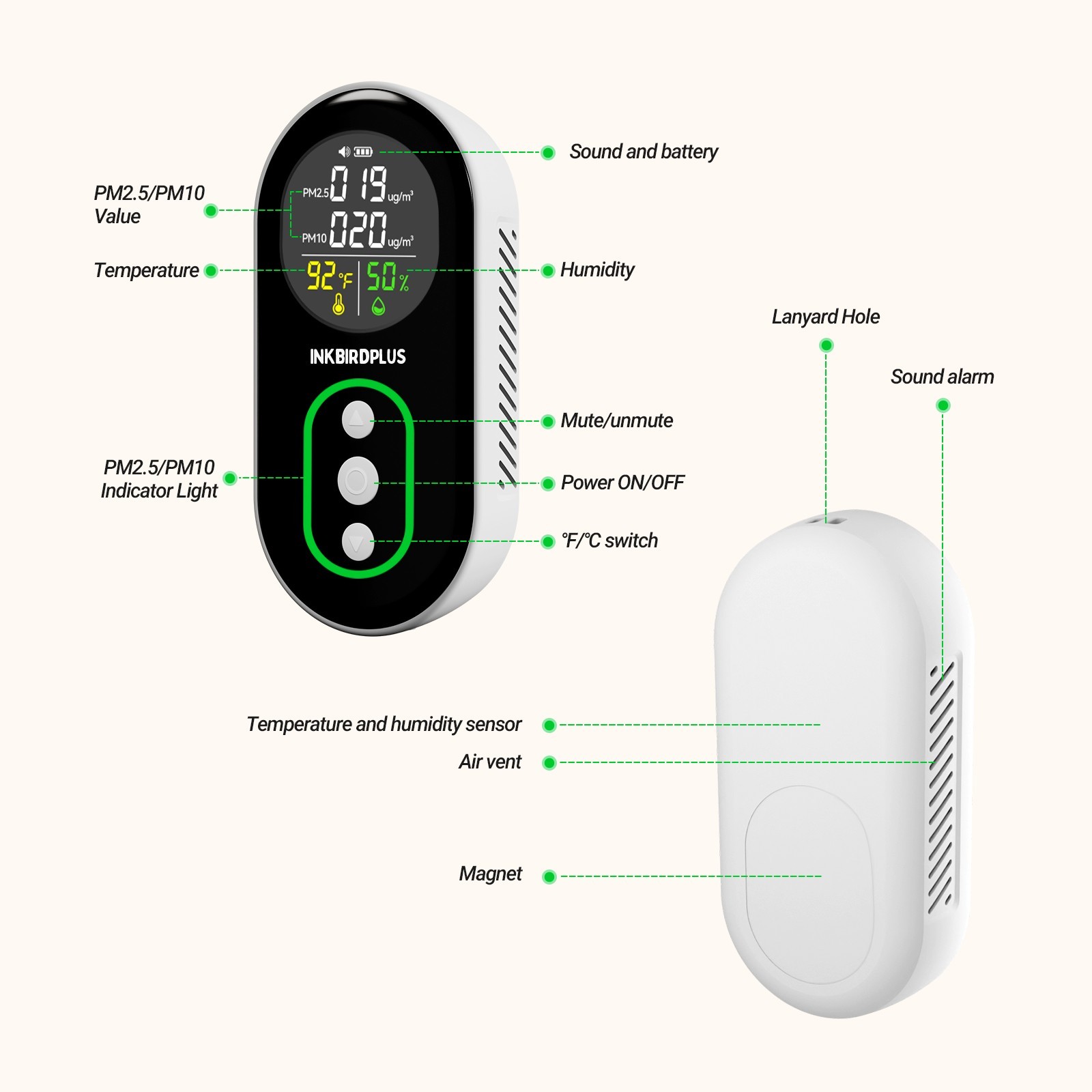 Carbon Monoxide Detector Indoor Air Quality Monitor HD10 Adjustable Brightness