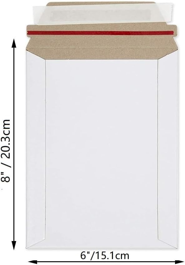 60 – 6×8 White 450GSM Self Seal Ship Flat Ultra Thick Cardboard Envelope Mailers