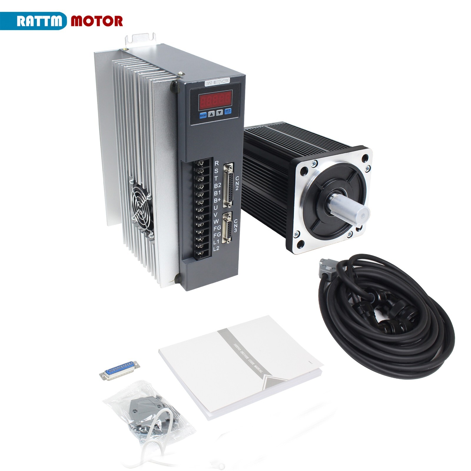 US SHIP】Optical Encoder 2.6KW 220V Servo Motor with Brake+Servo Motor Driver