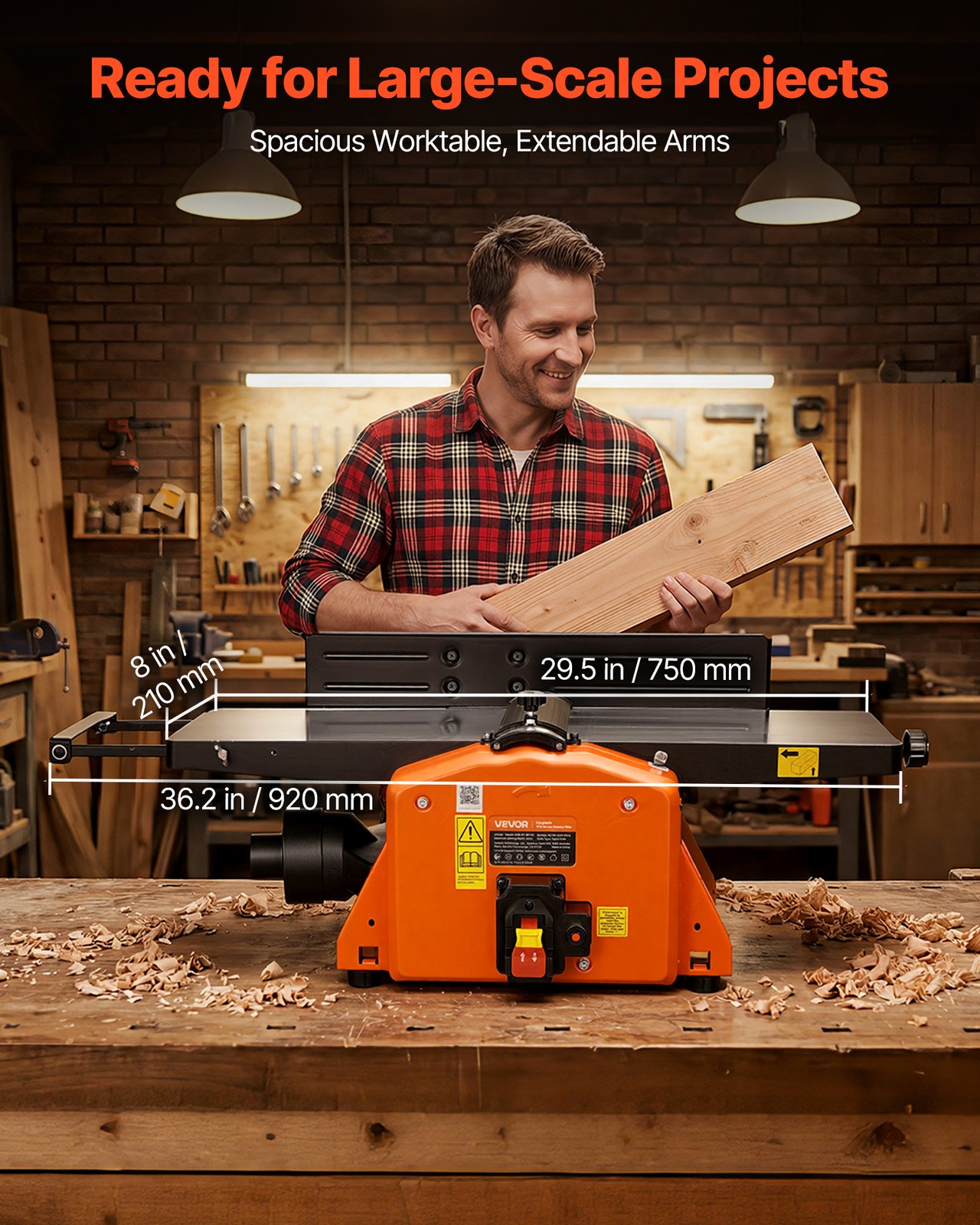 VEVOR Spiral Benchtop Jointer 8 Inch Bench Top Wood Jointer 8500 RPM Extendable
