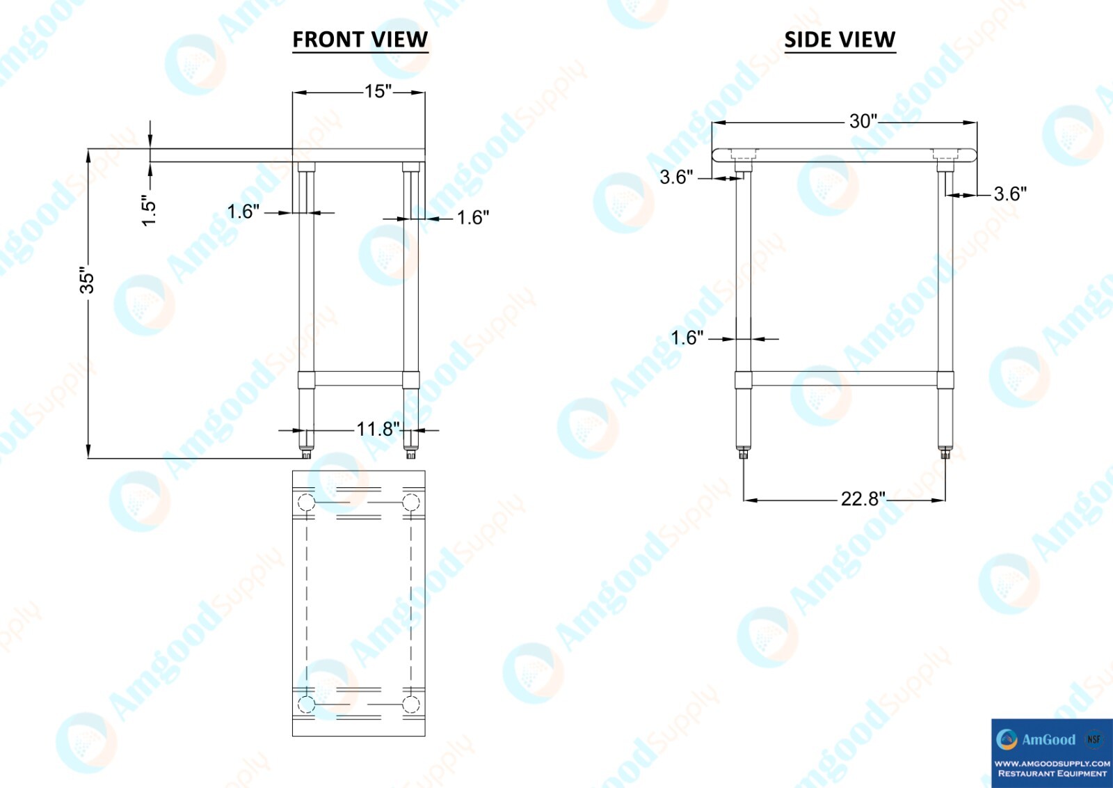 30 in. x 15 in. Stainless Steel Table