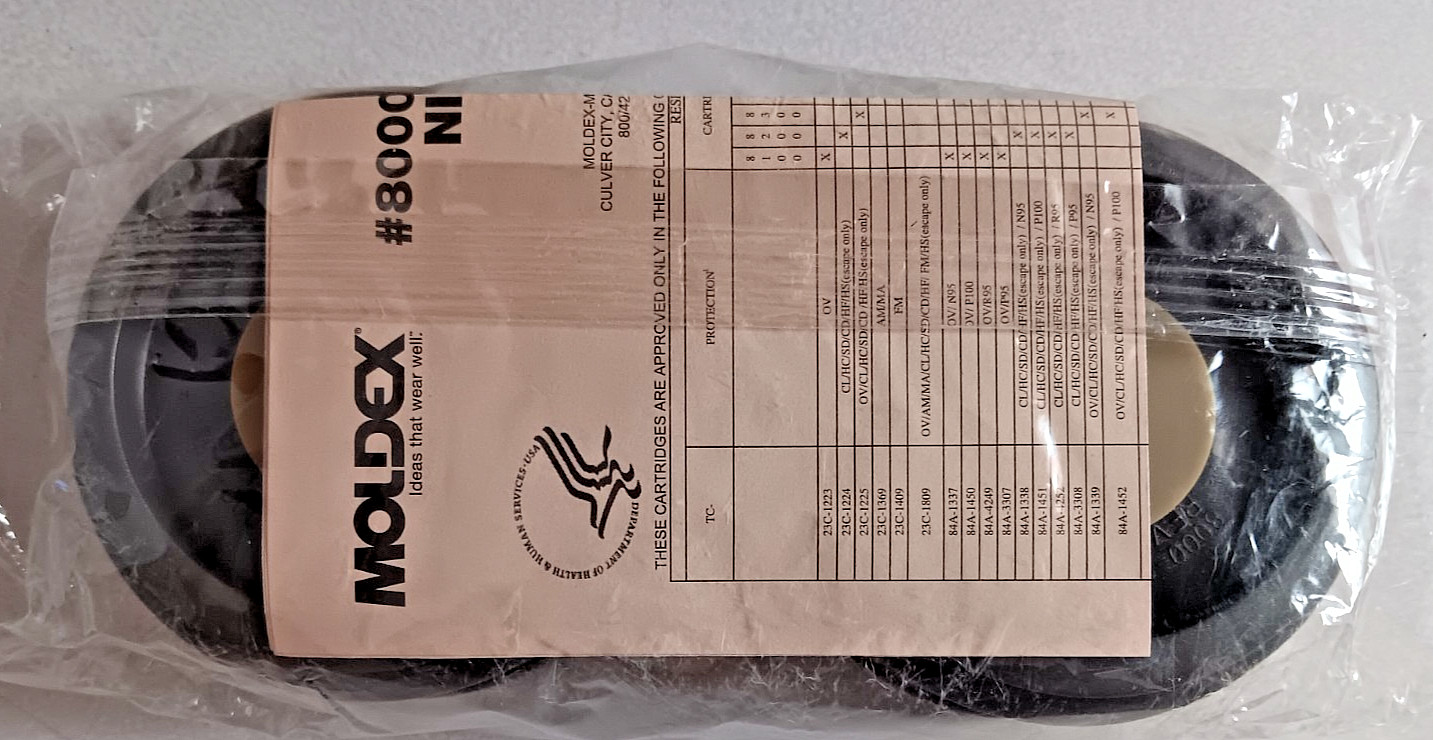 MOLDEX NIOSH 8600 CARTRIDGE OLIVE SNAP-IN GASKET MOLDEX 8000 SERIES LOT OF 2