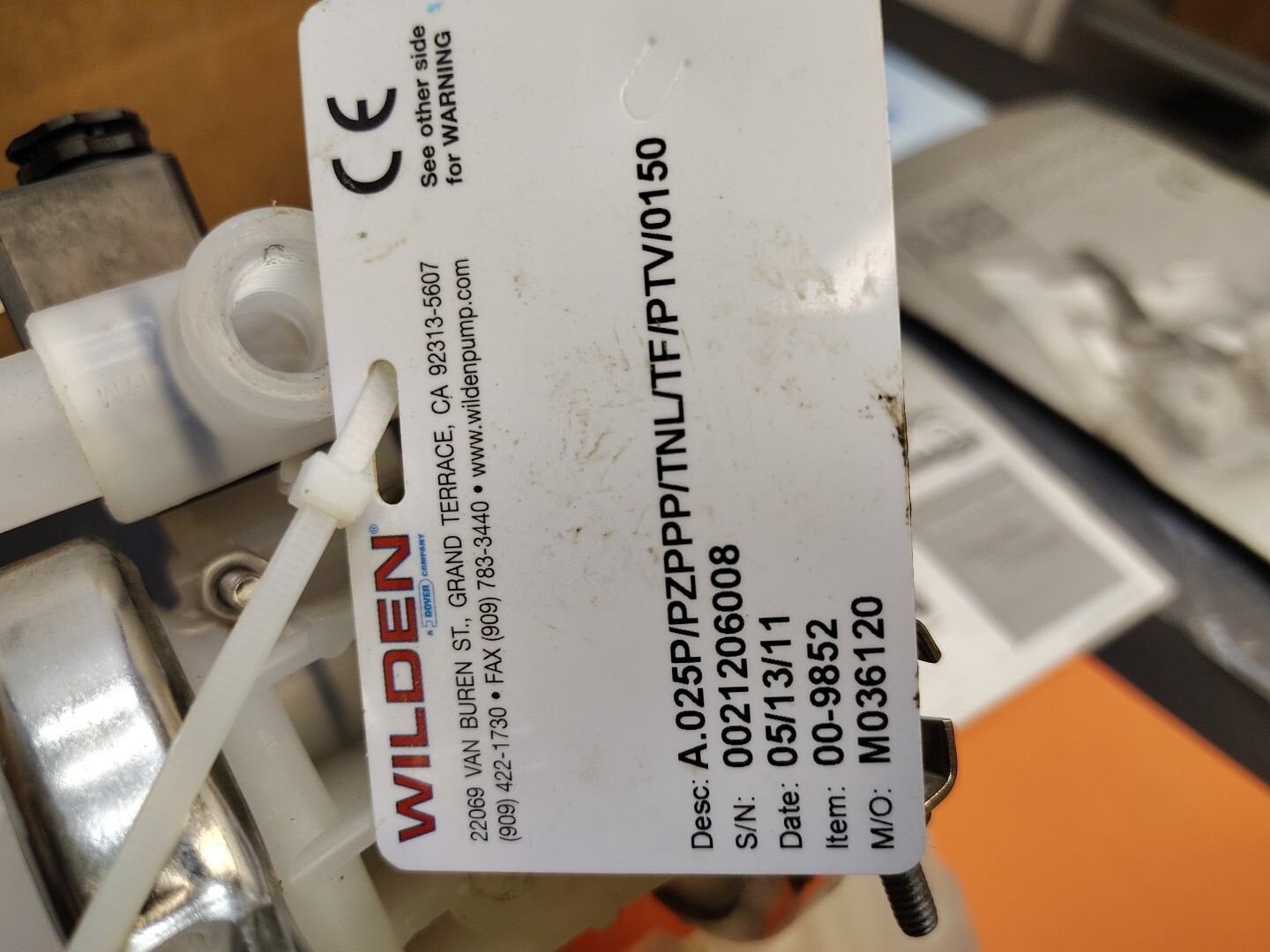 Wilden 00-9852 Diaphragm Pump WITH AUTOMATIC SOLENOID VALVE 7019-9DB