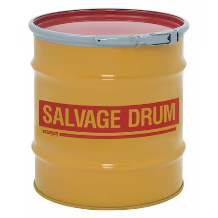 Open Head Salvage Drum, Steel, 20 Gal, Unlined, Yellow, Hm2001q