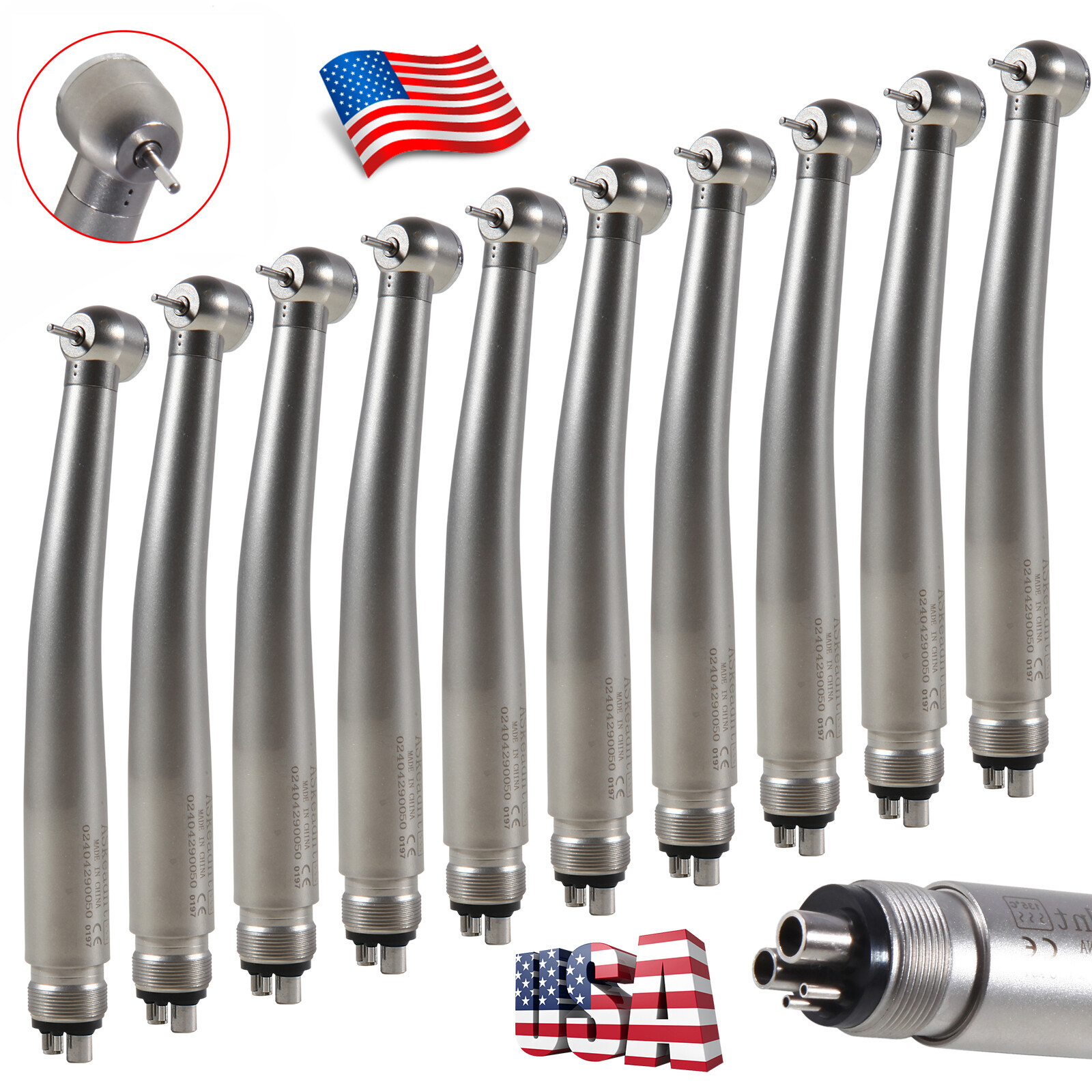 10* ADA4 Dental High Speed Handpiece Push Turbine 4 Holes Fit NSK Pana Max