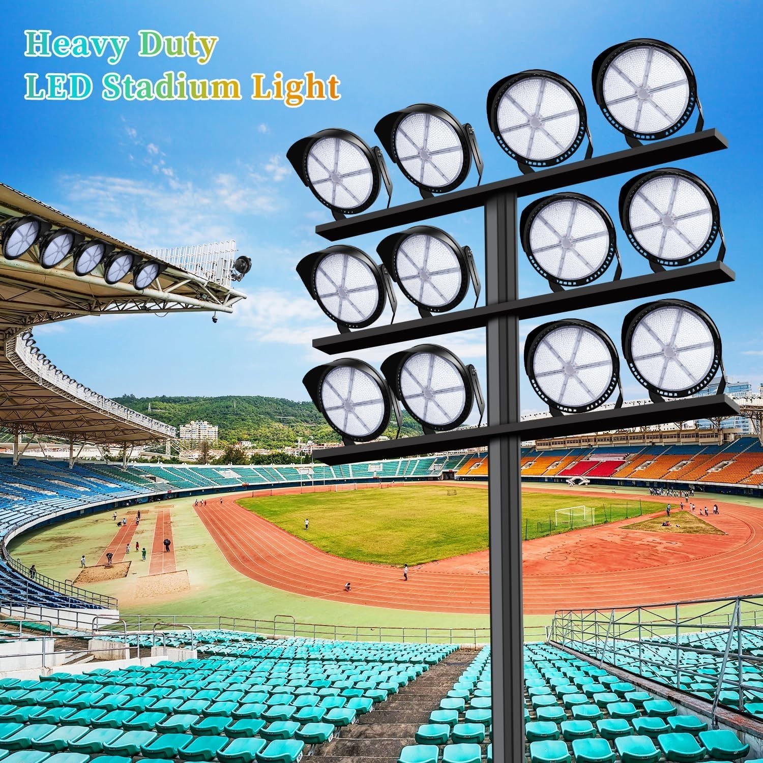 800W Dimmable LED Stadium Farm Arena Light IP66 Round Commercial Flood Light