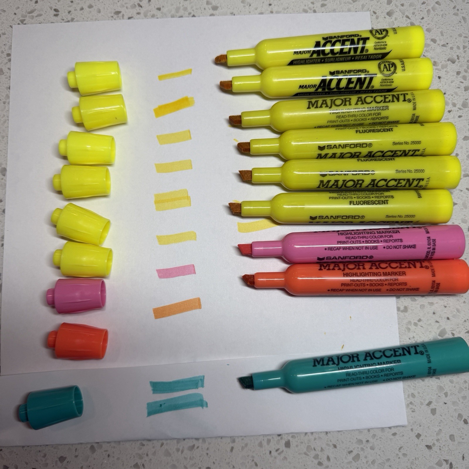 Sanford vintage Major Accent Highlighters Yellow Orange Pink U.S.A