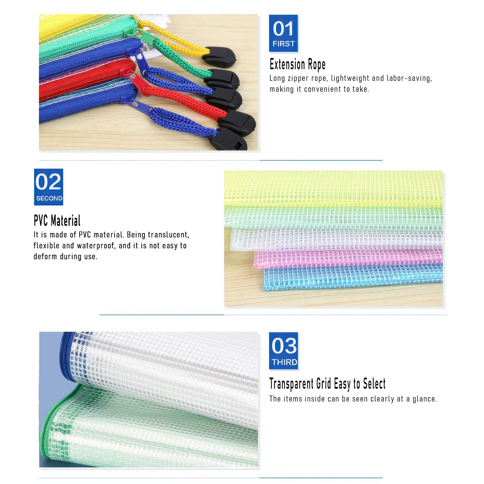 6 Pcs 9.25″ x 6.69″ A5 Sizes Mesh Zipper Pouch Bags, Mesh Bags with Zipper，Wa…