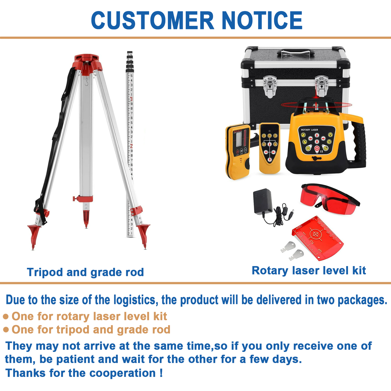 360° Automatic Self-Leveling Beam Rotary Red Laser Level 500M +1.65M Tripod