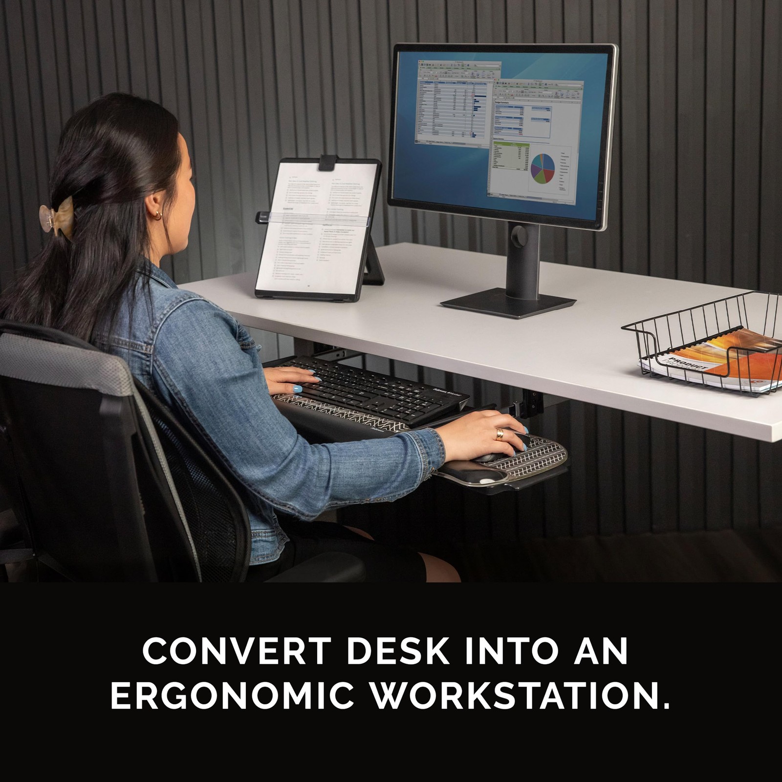 Fellowes Office Suites Underdesk Keyboard 2.3″x29″x11.6″, Black/Silver