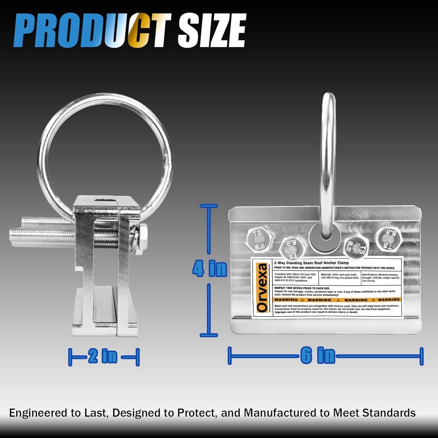 Roof Zone 2-Way Standing Seam Anchor Clamp Tie Down PART No. 13864