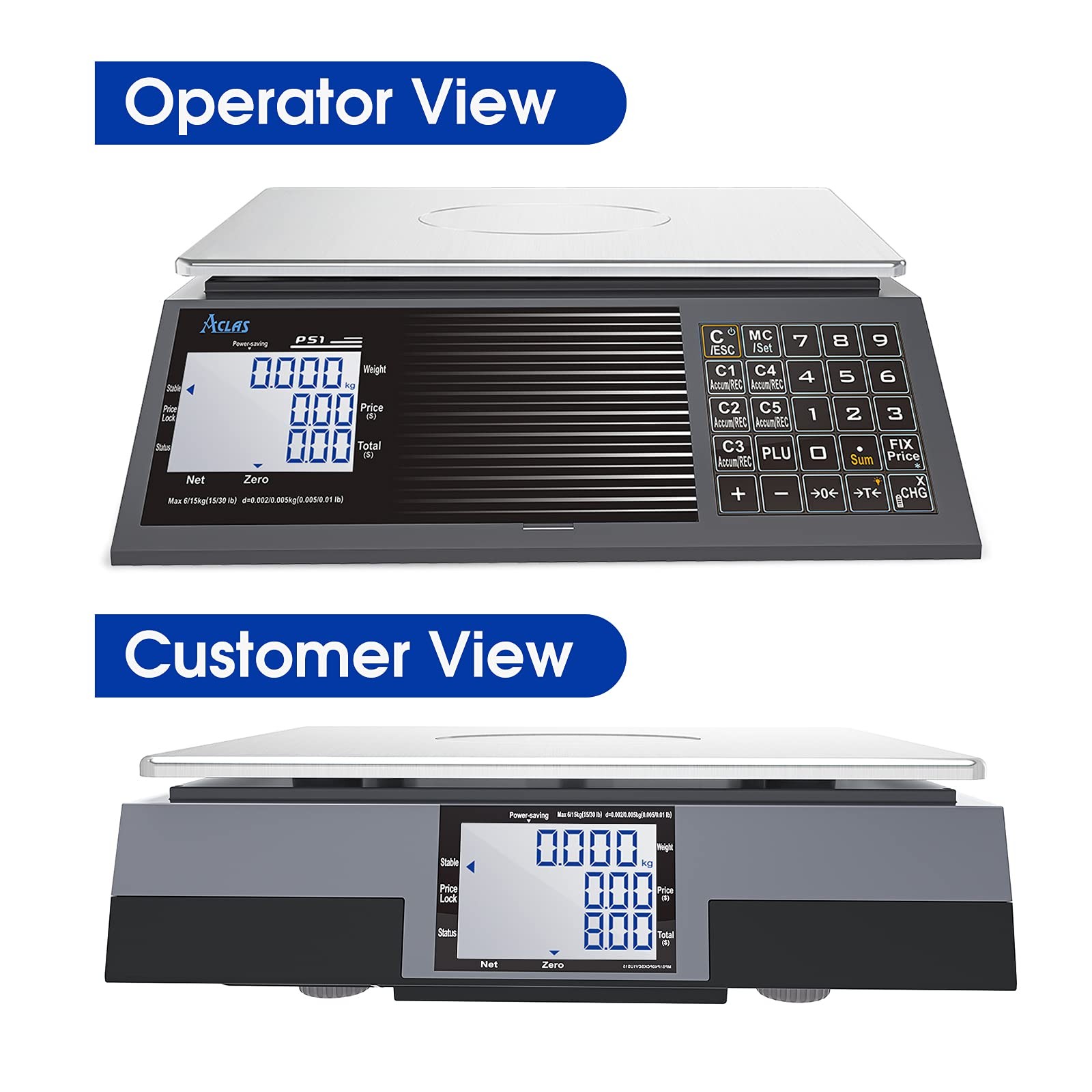 ACLAS Digital Price Computing Scale NTEP Certified Legal for Trade 30lbs 0