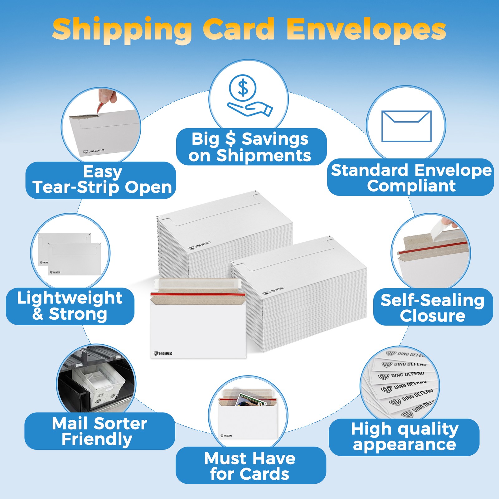 110-Pack Card Shipping Envelopes – 7 x 4.35 Inches Trading Cards Mailers