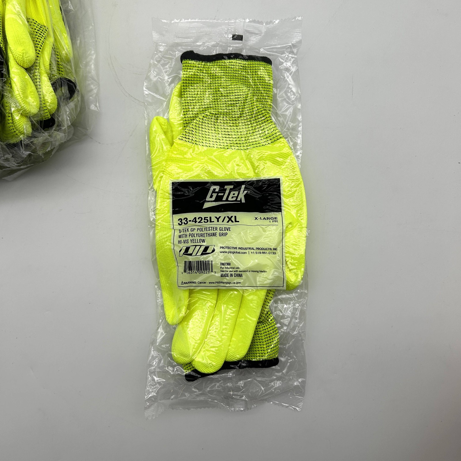 PIP 33-425LY Work Gloves Size XL G-Tek Polyurethane Grip Hi Vis 12 Pairs