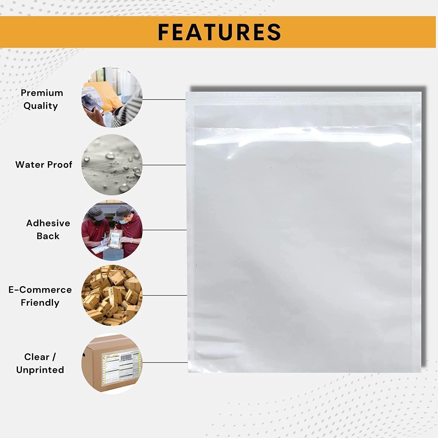 Buck Tape As Tough As A Buck 300 Pack 6X9 Label Self-Adhesive Slip Pouches