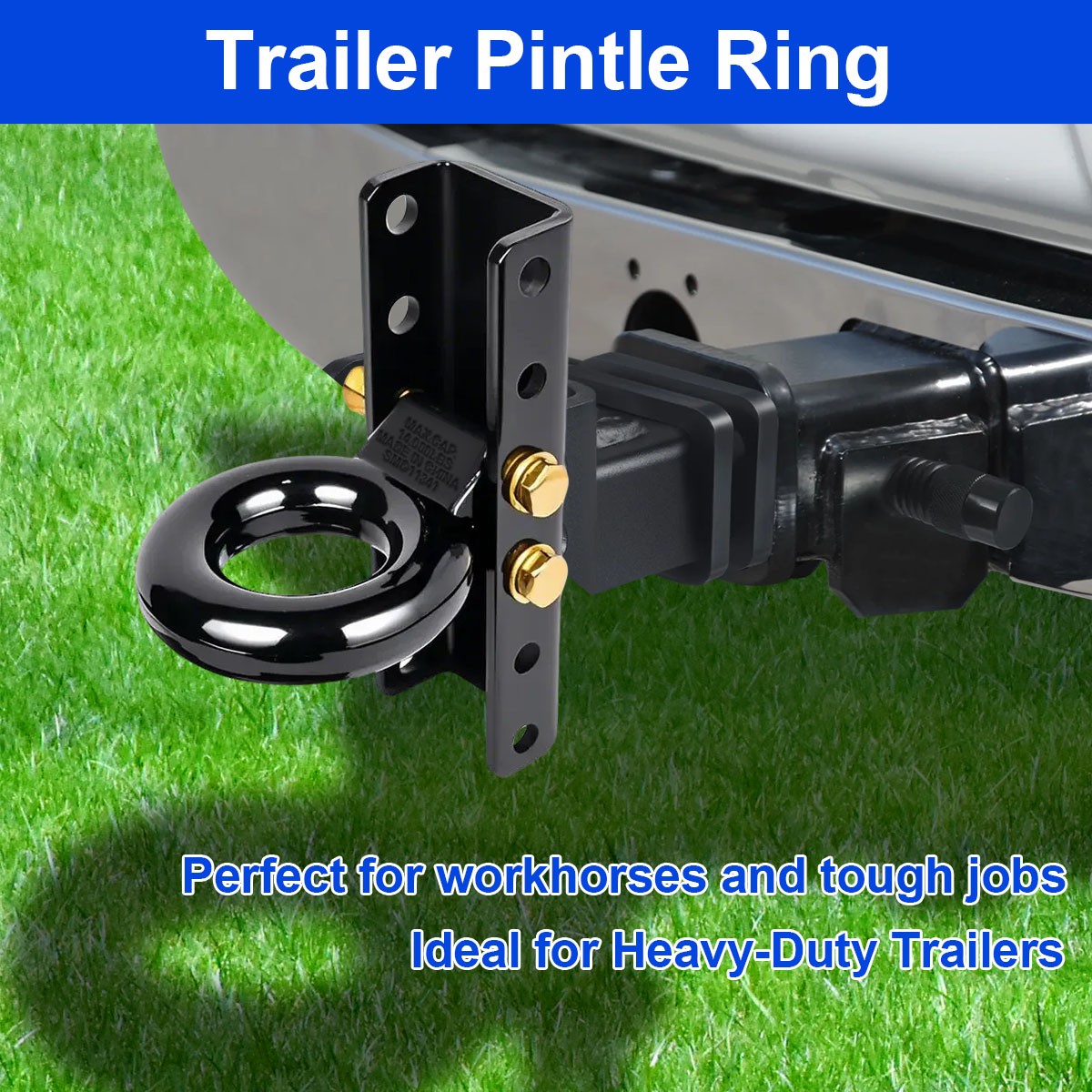5-Position Adjustable Channel 3″ID Trailer Pintle Hitch Lunette Ring Eye Coupler
