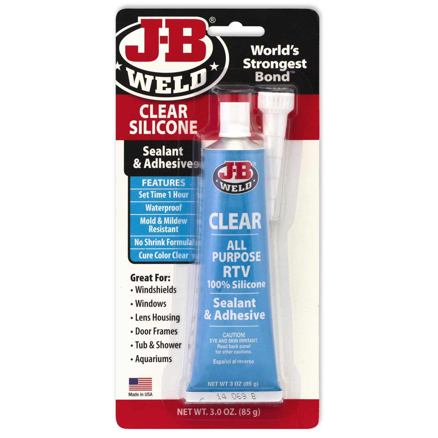 J-B Weld 31310 All-Purpose RTV Silicone Sealant and Adhesive – 3 Oz. – Clear