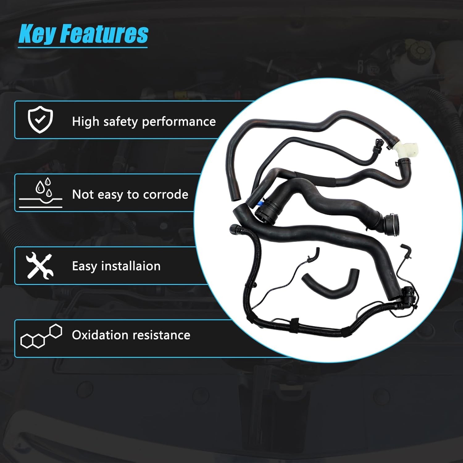 6 PCS Engine Radiator Coolant & Heater Hose, PCV Pipe, Coolant Inlet & Outlet Pi