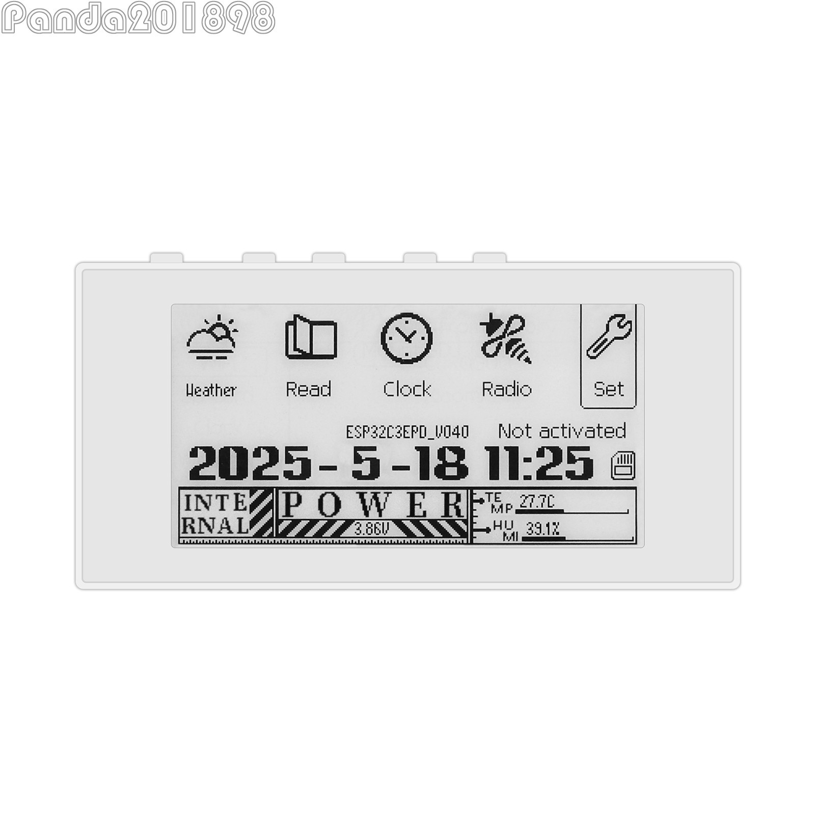 HAMGEEK RW01 Mini E-Ink Reader E-Book Reader (White Panel) for Weather Clock