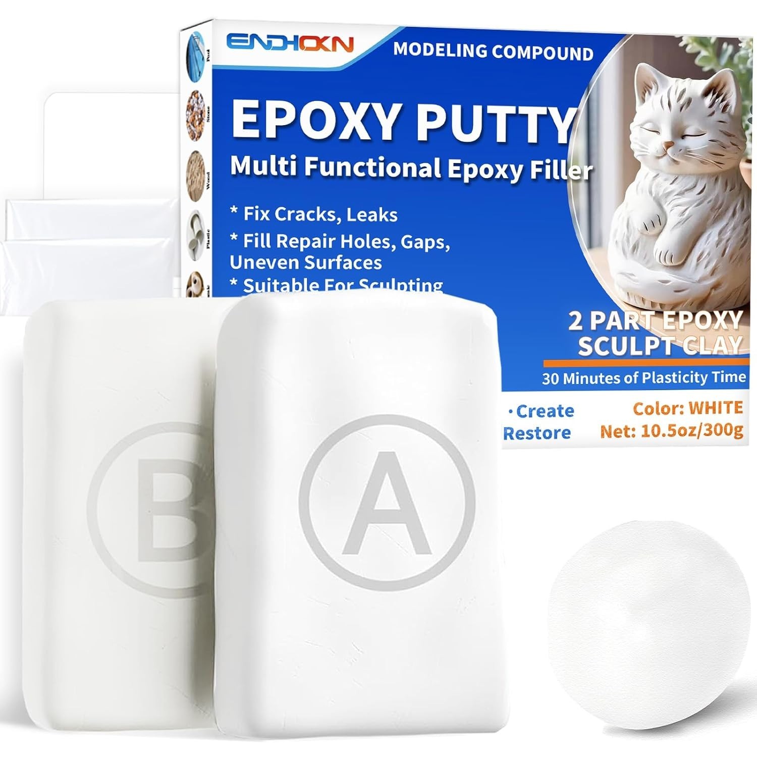 Epoxy Putty, 10.5oz White Putty Stick Fix Leaks, Cracks and Fill Holes, Sculp…