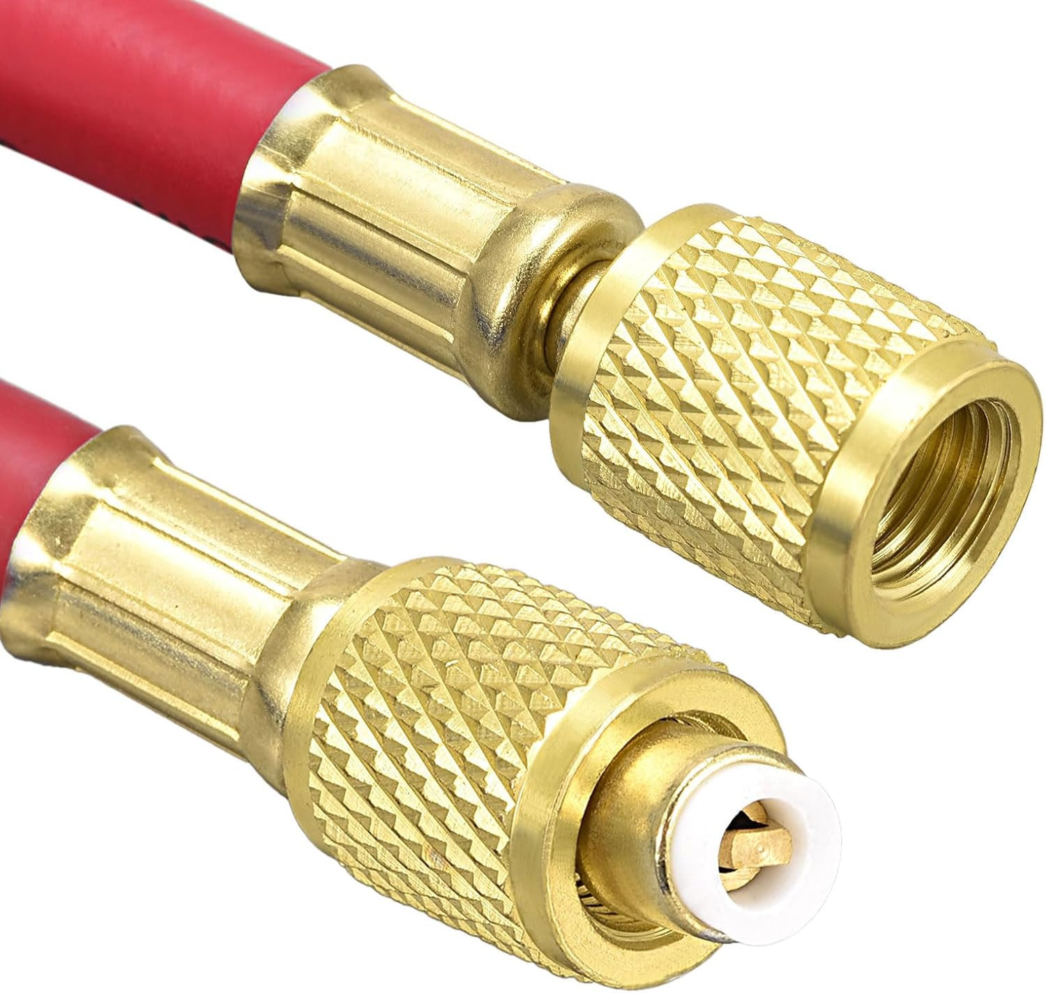 1/4 SAE Flare AC Refrigerant Charging Hoses 2.95Ft Length 500PSI Thread Red