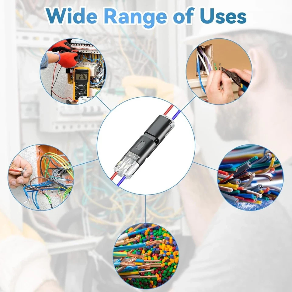 60Pcs Double Wire Plug in Connector, Quick Connect Wire Connectors with Locking