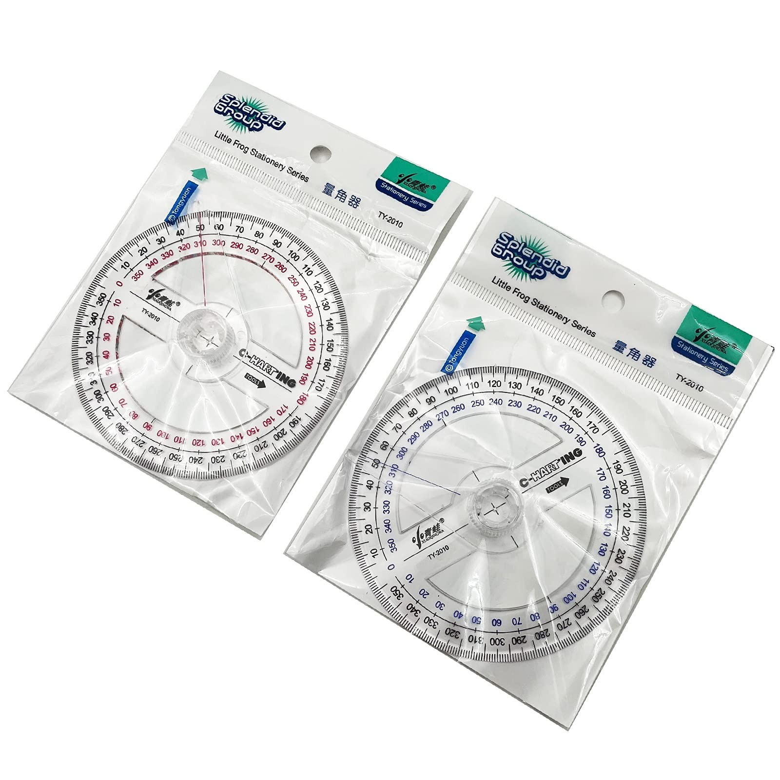 360° Protractor Pack of 2 Protactors Plastic Protractor Math Protractors Clea…