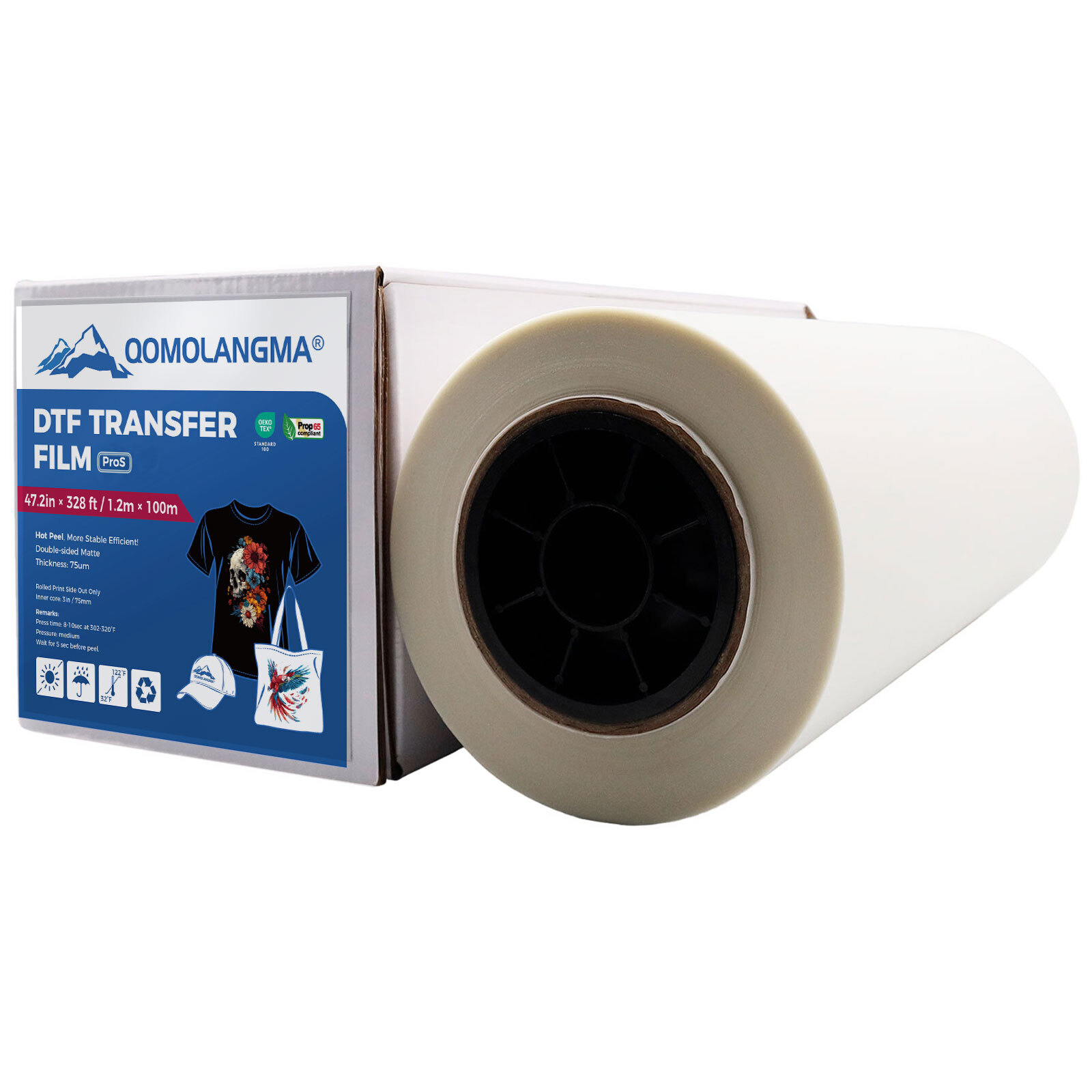 QOMOLANGMA Instant Hot Peel 47.2in x 328ft DTF Transfer Film, Double sided