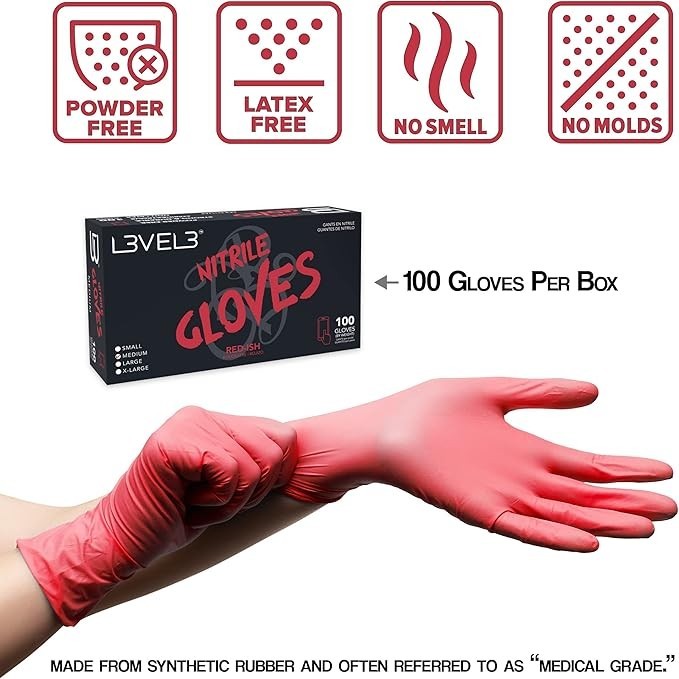 Level 3 Nitrile Gloves Professional Heavy Duty Disposable Gloves Latex Free