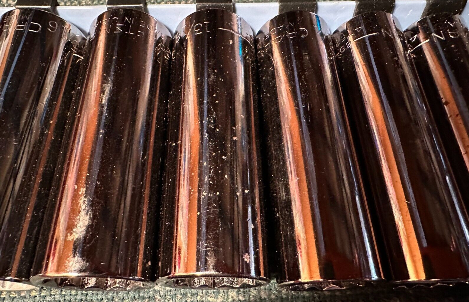 RARE 9 PIECE CRAFTSMAN 1/2 INCH DRIVE DEEP SAE SOCKET SET 12 PT RUST SPOTS