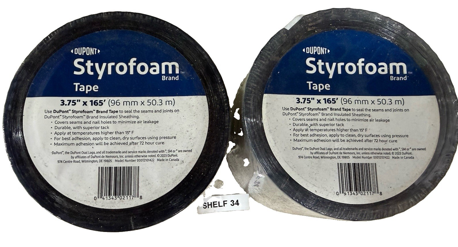Dupont Styrofoam Tape 3.75” x 165 ft Sheathing Flashing Tape, 2 Rolls